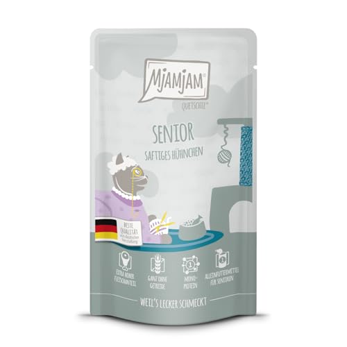 MjAMjAM - Premium Nassfutter für Katzen - Senior – Saftiges Hühnchen, 1er Pack (1x125g), getreidefrei von MjAMjAM