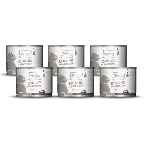 MjAMjAM - Premium Nassfutter für Katzen - köstliches Pferd an gedämpftem Kürbis, 6er Pack (6 x 200 g), getreidefrei mit extra viel Fleisch von MjAMjAM