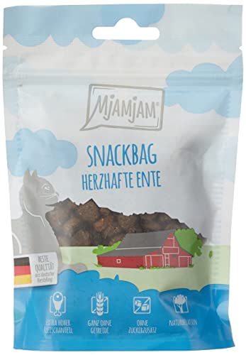 MjAMjAM - Premium Katzensnack - Snackbag - herzhafte Ente, 1er Pack (1 x 125 g), naturbelassen ganz ohne synthetische Konservierungsstoffe MjAMjAM - Premium Katzensnack - Snackbag - herzhafte Ente, 1er Pack (1 x 125 g), naturbelassen ganz ohne synthetische Konservierungsstoffe von MjAMjAM