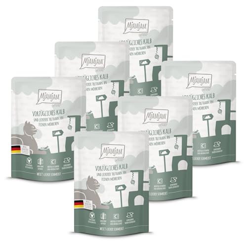 MjAMjAM - Premium Nassfutter für Katzen - Quetschie - vorzügliches Kalb & Truthahn an leckeren Möhrchen, 6er Pack (6 x 300 g), getreidefrei mit extra viel Fleisch MjAMjAM - Premium Nassfutter für Katzen - Quetschie - vorzügliches Kalb & Truthahn an leckeren Möhrchen, 6er Pack (6 x 300 g), getreidefrei mit extra viel Fleisch von MjAMjAM