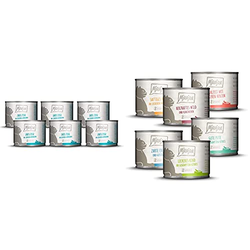 MjAMjAM zarte Ziege an leckeren Möhrchen 6x200 g, 1er Pack (1 x 1200 g) & Premium Nassfutter für Katzen - Mixpaket 3 - Wild & Kaninchen, Pute, Ente & Geflügel, herzen, Huhn, Rind, 6er Pack (6 x 200 g) von MjAMjAM