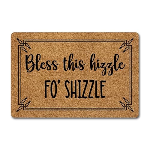 Bless This Hizzle Fo Shizzle Lustige Fußmatte – 60 x 40 cm, rutschfeste Gummimatte für Haustür, Eingangsmatte mit humorvollem Design, langlebig für den Innen- und Außenbereich Bless This Hizzle Fo Shizzle Lustige Fußmatte – 60 x 40 cm, rutschfeste Gummimatte für Haustür, Eingangsmatte mit humorvollem Design, langlebig für den Innen- und Außenbereich von MjiejieM