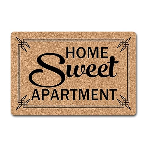 Home Sweet Apartment Lustige Fußmatte – 60 x 40 cm, rutschfeste Gummimatte für Haustür, Eingangsbereich, mit humorvollem Design, langlebig für den Innen- und Außenbereich von MjiejieM