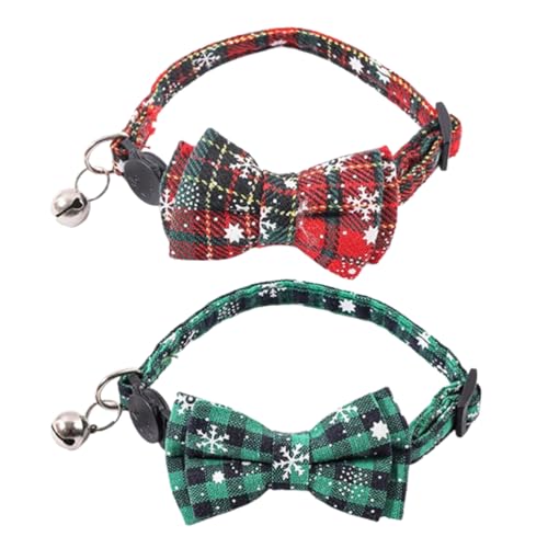 Mjzzh 2 Stück Weihnachts-Karomuster-Halsband für Haustiere mit Schleife und Glöckchen, Krawatte für Katzen und Hunde, Größe verstellbar von 19 bis 30 cm Mjzzh 2 Stück Weihnachts-Karomuster-Halsband für Haustiere mit Schleife und Glöckchen, Krawatte für Katzen und Hunde, Größe verstellbar von 19 bis 30 cm von Mjzzh