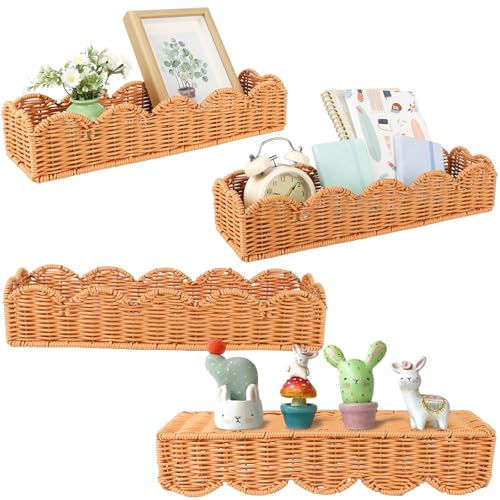 Bücherregale für Kinderzimmer, gewelltes Kunststoff, künstliches Rattan, Klassenzimmer-Wandregal, Wandmontage, schwebendes Bücherregal, hängendes Boho-Weidenregal für Schlafzimmer, Bauernhaus-Dekor (4 Bücherregale für Kinderzimmer, gewelltes Kunststoff, künstliches Rattan, Klassenzimmer-Wandregal, Wandmontage, schwebendes Bücherregal, hängendes Boho-Weidenregal für Schlafzimmer, Bauernhaus-Dekor (4 von Mkhaslri