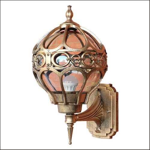 Mkichi Wandlampe Wandleuchte Aussen E27 Vintage, Außenwandleuchte Wasserdicht IP44 Aussenlampe Wand Aluminium und Glas,Retro Gartenlampe Outdoor Lampe für Gärten Terrassen (Bronze) von Mkichi