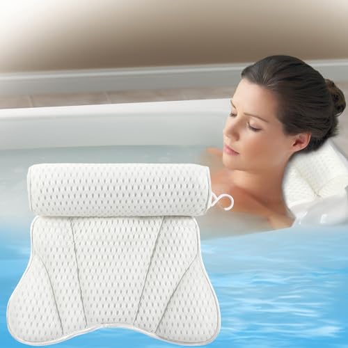 Badewannenkissen, 4D Mesh Badewannenkissen Nacken, Nackenkissen Badewanne, Ergonomisches Badekissen für Badewanne mit 6 Saugnäpfen, für Home Spa und Badewannen Home Spa, Stützt Kopf, Nacken, Rücken von Mkitnvy