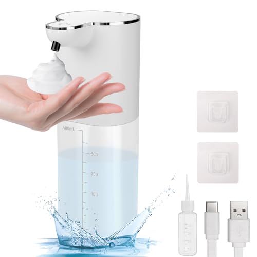 Seifenspender Automatisch, 400ml Seifenspender Wandbefestigung mit Sensor, 4 Einstellbare Stufen, USB Wiederaufladbar, IPX5 Wasserdicht Elektrischer Seifenspender für Küche Bad (Schaumtyp) von Mkitnvy