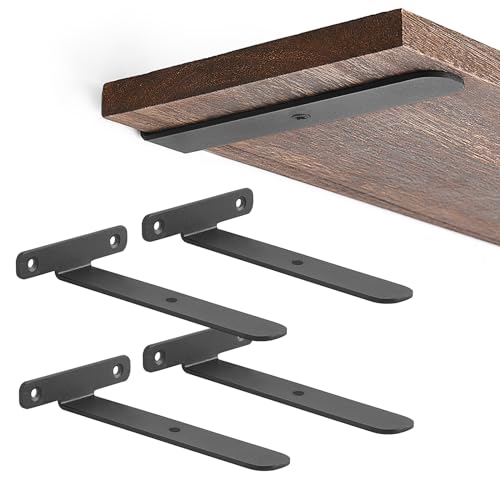Mkono Regalhalterungen, 4 Stück, schwebende Regalhalterung, 15,2 cm, versteckte Regalhalterungen, Metall, strapazierfähig, Eisen, L-Halterungen für Holzregale, rustikale Regalhalterungen, Mkono Regalhalterungen, 4 Stück, schwebende Regalhalterung, 15,2 cm, versteckte Regalhalterungen, Metall, strapazierfähig, Eisen, L-Halterungen für Holzregale, rustikale Regalhalterungen, von Mkono