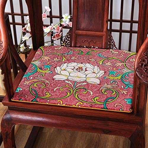 Mkuha 4er Set Stuhlkissen Sitzkissen mit Reißverschluss, Leinen Sitzauflage Perfekt für Holzstühle, Gefüllte Schwamm, rutschfest, Chinesischer Klassischer Stil, Eckig Rechteck, Dick,B,40x40x2cm von Mkuha