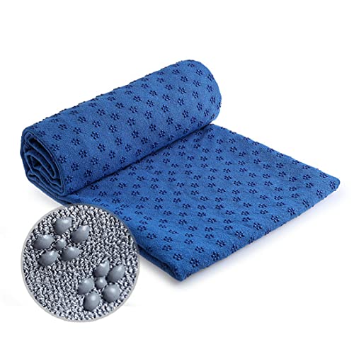 Mikrofaser Yogatuch Handtuch mit Antirutsch Noppen Yogamattenauflage Fitnesssporttuch Unterlage Towel für die Yogamatte blau von MkyokO