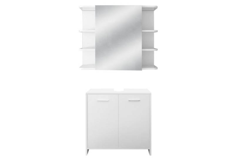 ML-DESIGN Badezimmer-Set Badmöbel SetWaschtisch Badschrank, (Komplett-Set, 2-St), 2er Set Waschtisch mit Unterschrank Modern Weiß Holz Stauraum von Ml-Design