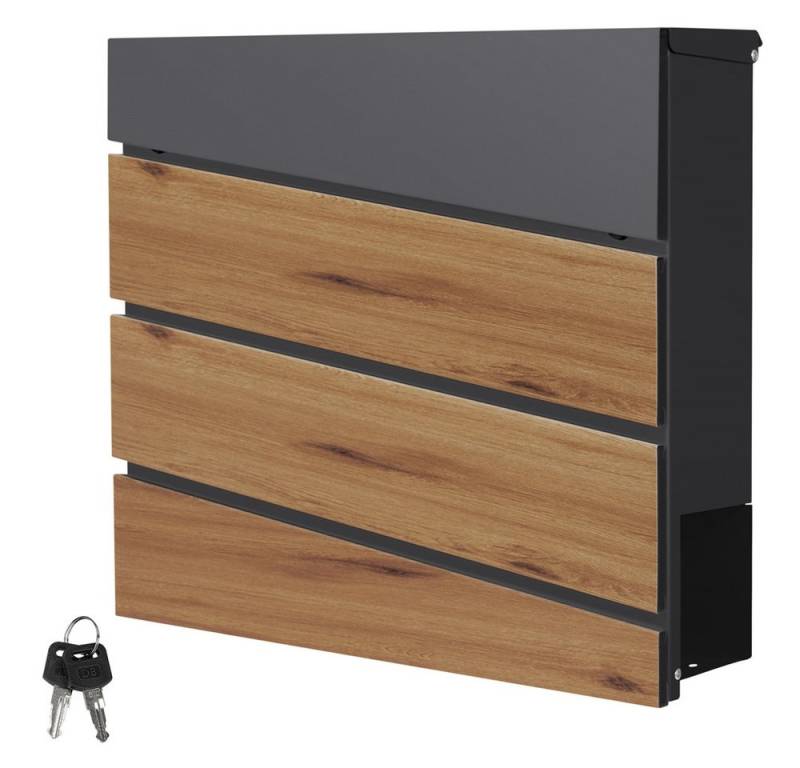 ML-DESIGN Briefkasten Postkasten mit Zeitungsfach, abschließbar 2 Schlüssel, Wandmontage, Mailbox Wandbriefkasten mit Zeitungsrolle für Wandmontage von Ml-Design