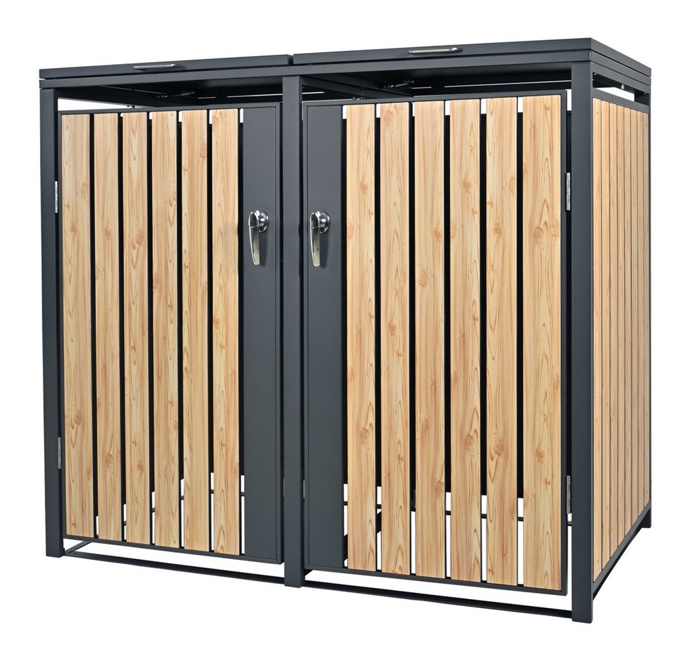 ML-DESIGN Mülltonnenbox Müllbox aus Stahl wetterfeste Mülltonnen Verkleidung Mülltonnengarage (2 St), Mülltonnencontainer mit Klappdeckel / Tür für 2 Tonne à 240 ltr. von Ml-Design