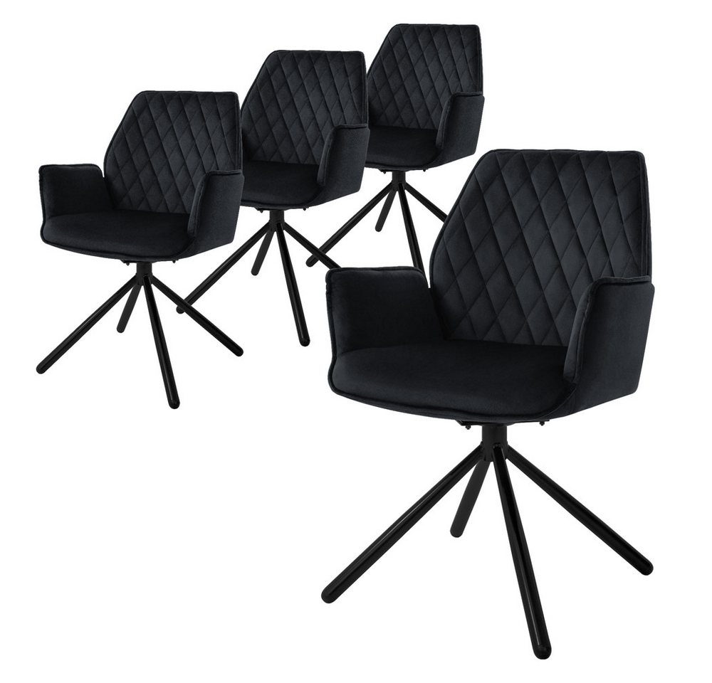 ML-DESIGN Polsterstuhl Drehstuhl mit Armlehne & Rückenlehne Ergonomische mit Metallbeine (4 St), Armlehnstuhl Schwarz aus Samt 180° Drehbar ergonomische Sessel von Ml-Design