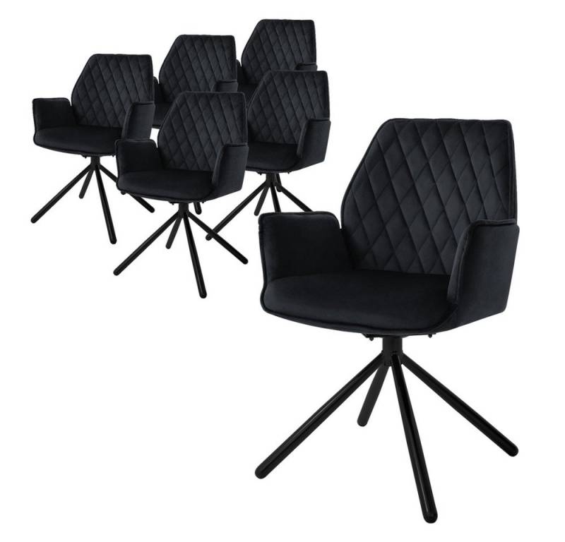 ML-DESIGN Polsterstuhl Drehstuhl mit Armlehne & Rückenlehne Ergonomische mit Metallbeine (6 St), Armlehnstuhl Schwarz aus Samt 180° Drehbar ergonomische Sessel von Ml-Design