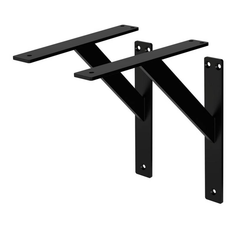 ML-DESIGN Wandregalhalter Regalhalterung aus Aluminium, Wandregal, Regalträger für Wandmontage, 2-tlg., Regalwinkel Schwarz Regalstütze Wandkonsole Wandhalterung von Ml-Design