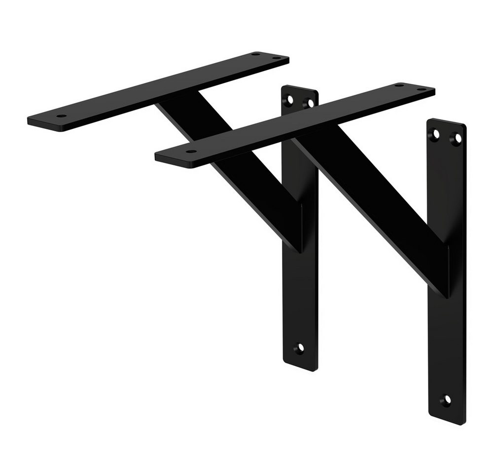 ML-DESIGN Wandregalhalter Regalhalterung aus Aluminium, Wandregal, Regalträger für Wandmontage, 2-tlg., Regalwinkel Schwarz Regalstütze Wandkonsole Wandhalterung von Ml-Design