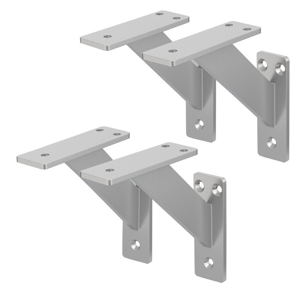 ML-DESIGN Wandregalhalter Regalhalterung aus Aluminium, Wandregal, Regalträger für Wandmontage, 4-tlg., Regalwinkel Silber Regalstütze Wandkonsole Wandhalterung ML-DESIGN Wandregalhalter Regalhalterung aus Aluminium, Wandregal, Regalträger für Wandmontage, 4-tlg., Regalwinkel Silber Regalstütze Wandkonsole Wandhalterung von Ml-Design