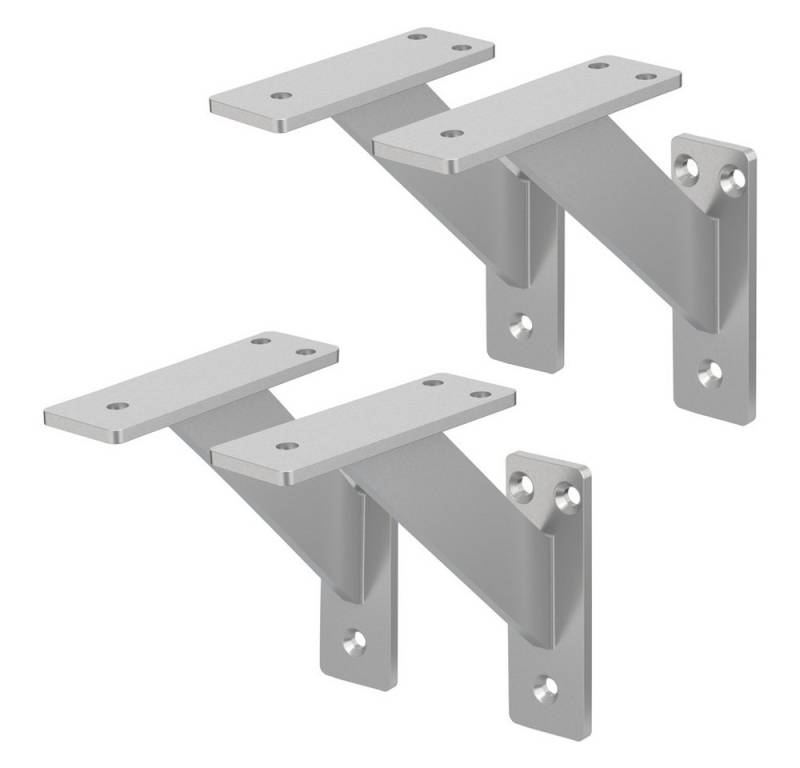 ML-DESIGN Wandregalhalter Regalhalterung aus Aluminium, Wandregal, Regalträger für Wandmontage, 4-tlg., Regalwinkel Silber Regalstütze Wandkonsole Wandhalterung von Ml-Design
