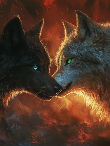 Diamond Painting Wolf Diamond Painting Erwachsene Groß XXL 20x30cm, Tier 5D DIY Diamant Malerei Basteln Set, Kreativ Set für Erwachsene, Crystal Art Kits für Wanddeko Wohnzimmer Geschenke, Model 584 von Mlfzsccn