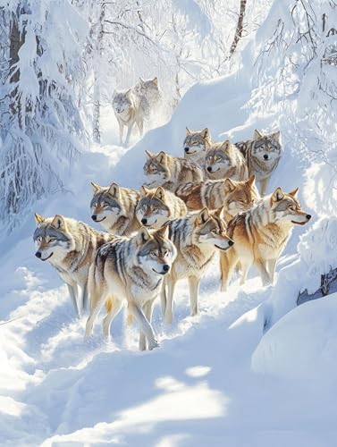 Diamond Painting Wolf Diamond Painting Erwachsene Groß XXL 30x40cm, Winter 5D DIY Diamant Malerei Basteln Set, Kreativ Set für Erwachsene, Crystal Art Kits für Wanddeko Wohnzimmer Geschenke, Model 575 von Mlfzsccn