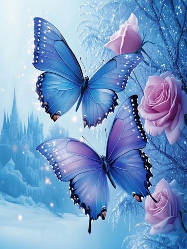 Schmetterling Diamond Painting Erwachsene Blume Diamant Painting Bilder Anfänger, Diamond Painting Bilder Set für Anfänger, 5D DIY Diamant Malerei Basteln Erwachsene, Wanddeko 100x130cm, Model 561 von Mlfzsccn