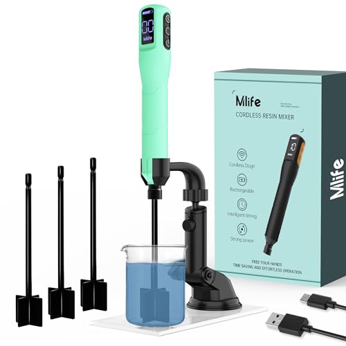 Mlife Upgraded Resin Mixer, Epoxy Resin Electric Stirrer, Paint Mixer & Timed Epoxy Resin Mixer for Epoxy Resin,Silicone Mixing, Resin Molds, DIY Crafts, Epoxy Resin Kit, with Mixer Stand(Green von Mlife