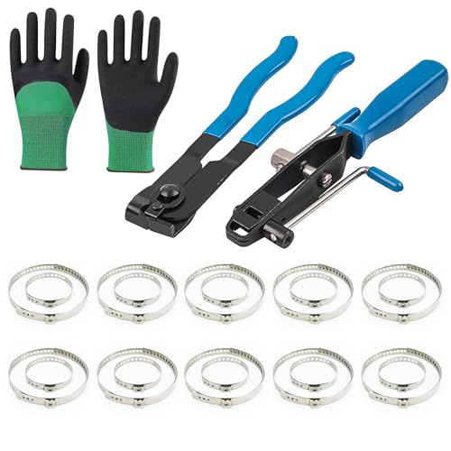 24Tlg Achsmanschetten Klemmset mit Blau-Griff Crimpzange & 20 Verstellbaren Schellen & Schutzhandschuhe, Schlauchschellenzange Schlauchschellen Werkzeugkit für Schnelle CV Gelenk Reparatur an PKW/SUV 24Tlg Achsmanschetten Klemmset mit Blau-Griff Crimpzange & 20 Verstellbaren Schellen & Schutzhandschuhe, Schlauchschellenzange Schlauchschellen Werkzeugkit für Schnelle CV Gelenk Reparatur an PKW/SUV von Mlijzard