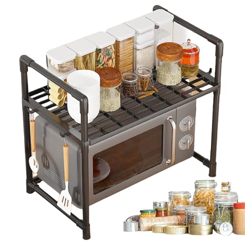 Mlllokfki Küchenregal Bäckerregal Mikrowellenregal - Utensilienhalter und Besteck-Organizer für die Küchentheke | Verstellbares Schwerlastregal mit Haken für Mlllokfki Küchenregal Bäckerregal Mikrowellenregal - Utensilienhalter und Besteck-Organizer für die Küchentheke | Verstellbares Schwerlastregal mit Haken für von Mlllokfki