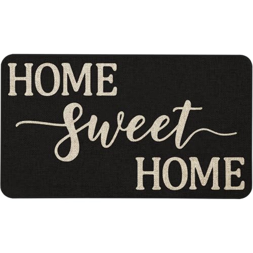 Mloabuc Fußmatte "Home Sweet Home", Dekoration, flaches Profil, für drinnen und draußen, 43,2 x 73,2 cm, Schwarz Mloabuc Fußmatte "Home Sweet Home", Dekoration, flaches Profil, für drinnen und draußen, 43,2 x 73,2 cm, Schwarz von Mloabuc