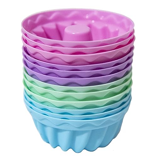 Mlying Mini Gugelhupfform Silikon 12 Stück Gugelhupf Backform Wiederverwendbare Muffinförmchen Cupcake Klein Kuchenform Mini Gugelhupf Ø 6,5cm, Höhe 3,5 cm von Mlying