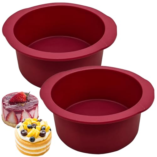 Mlying 2 Stück Silikon Kuchenform Rund, Antihaft Klein Backform 10cm, Silikonform für Kuchen, Käsekuchen und Brote (Rundform-2pcs-10cm) von Mlying