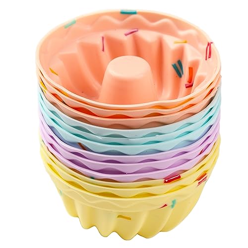 Mlying Mini Gugelhupfform Silikon 12 Stück Gugelhupf Backform Wiederverwendbare Muffinförmchen Cupcake Klein Kuchenform Mini Gugelhupf Ø 6,5cm, Höhe 3,5 cm von Mlying