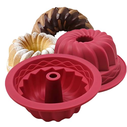 Mlying Gugelhupfform Silikon 2 Stück Gugelhupf Backform Wiederverwendbare Ø 12 cm antihaftende Silikon Backform Gugelhupf für Kuchen, Götterspeise, Gelatine, Brot von Mlying