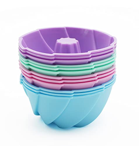 Mlying Mini Gugelhupfform Silikon 12 Stück Gugelhupf Backform Wiederverwendbare Muffinförmchen Cupcake Klein Kuchenform Mini Gugelhupf Ø 6,5cm, Höhe 3,5 cm von Mlying