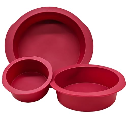 Mlying Silikon Backform Set, 3 Stück Silikon Kuchenform Rund, Antihaft Backform Rund für Kuchen, Käsekuchen und Brote, 10+15+20cm (Rundform-3pcs-10+15+20cm) von Mlying