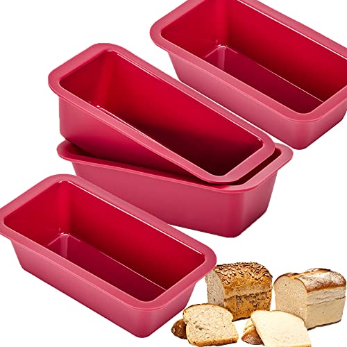 Mlying Silikon Mini Brotbackform 4 Stück - Kastenform Backform Kuchenform Klein (Mini-4PCS) von Mlying