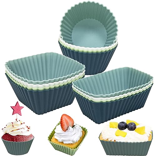 Mlying Wiederverwendbare Muffinformen Silikon 12 Stück Klein Silikonformen für Muffins Cupcake Brotbackform Kuchen, Antihaft mini Muffinförmchen Kuchenform (12pcs) von Mlying