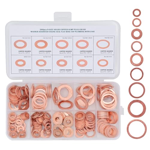 Mlysnd Unterlegscheiben Set - 200pcs Beilagscheiben Kombination, mehrere Größen (M5 -M14), hohe Versiegelung, geeignet für mechanische Reparaturen, Rohrversiegelung, Wartung des Autos von Mlysnd
