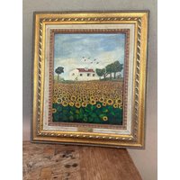 Vintage Gemälde Ölbild Landschaft Haus Sonnenblumenfeld Naiv C. Vilas Boas 1999 Gerahmt Vintage Gemälde Ölbild Landschaft Haus Sonnenblumenfeld Naiv C. Vilas Boas 1999 Gerahmt von MmePluesch