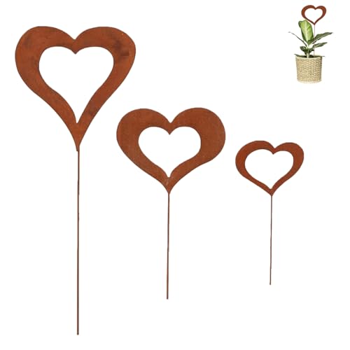 3er Set Herzen Stecker Gartendeko, Pflanzenstecker Metall Stahl Rost Edelrost Wetterfest FüR Garten Beet Blumenstecker FüR Garten Terrasse Ausgefallener Grabschmuck 3er Set Herzen Stecker Gartendeko, Pflanzenstecker Metall Stahl Rost Edelrost Wetterfest FüR Garten Beet Blumenstecker FüR Garten Terrasse Ausgefallener Grabschmuck von Mmgoqqt