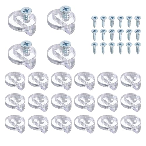 BodenträGer Kunststoff Transparent Mit Stahlstift, 22stk.Glashalter Clips Kit Spiegelhalter 13mm Durchmesser TüRen, Fenster Mit Schrauben von Mmgoqqt