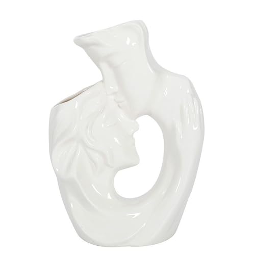 Keramik Vase, Küssende Paar Vase, Elegante Vase, Weiße Moderne Keramik Blumenvase Körpervase Paar Kuss Statue Vase für Home Office Hochzeits Feier und Geschenk von Mnaocz