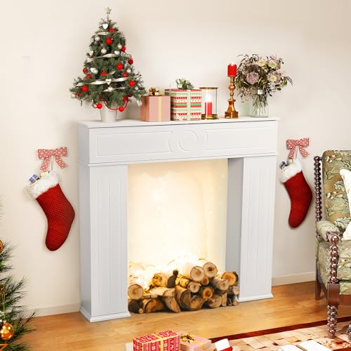 Moderne Kamin-Konsole, Tische, Kaminumrandung, Aufbewahrungsschrank, Holz-Feuerumrandung mit 3 Schubladen, klassisches schickes Dekor, Kabient für Wohnzimmer, 107 x 18 x 100 cm, Weiß Moderne Kamin-Konsole, Tische, Kaminumrandung, Aufbewahrungsschrank, Holz-Feuerumrandung mit 3 Schubladen, klassisches schickes Dekor, Kabient für Wohnzimmer, 107 x 18 x 100 cm, Weiß von Mnaocz