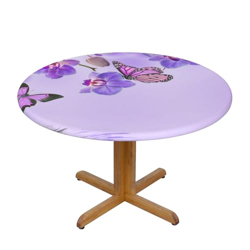 Mngpouw Tischdecke mit Schmetterlingsmotiv, knitterfrei und abwischbar, runde Tischdecke für Küche, Esstisch, Dekoration, Größe S von Mngpouw