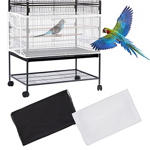Mngren 2 Stück Extra groß Vogelkäfig Abdeckung, Universal Vogelkäfig Samenfänger, Einstellbar Papageien Kordelzug Vogelfutter Kleintiere Netz, Abdeckung Rock Bewachen für Runde Quadratische Käfige von Mngren