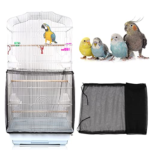 Mngren Universal Vogelkäfig Abdeckung, Vogelkäfig Feder Samenfänger, Einstellbar Kordelzug Papageien Vogelfutter Kleintiere Netz, Abdeckung Rock Bewachen für Runde Quadratische Käfige von Mngren
