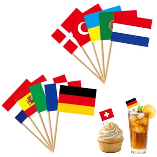 100 Stück Zahnstocher Flaggen,Mischfarbene Flagge Deko Cocktail,Cupcake Topper Kleine Zahnstoche,Abendparty Fahne Flags Toothpic,Cocktail Spieße,Deko Italienischer Abend,Fähnchen für Torten Fußball von MniimaLuxe