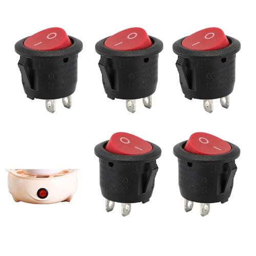 5 Stück Kippschalter 12V Schalter,2-polig Rot,Mini Wippschalter für 12V Anwendungen für KFZ,Boot,Wohnmobil,Modellbau,Beleuchtung,12 Volt Schalter,Mini Schalter,Ein/Aus,Wippschalter, 2V Betrieb,Switch von MniimaLuxe